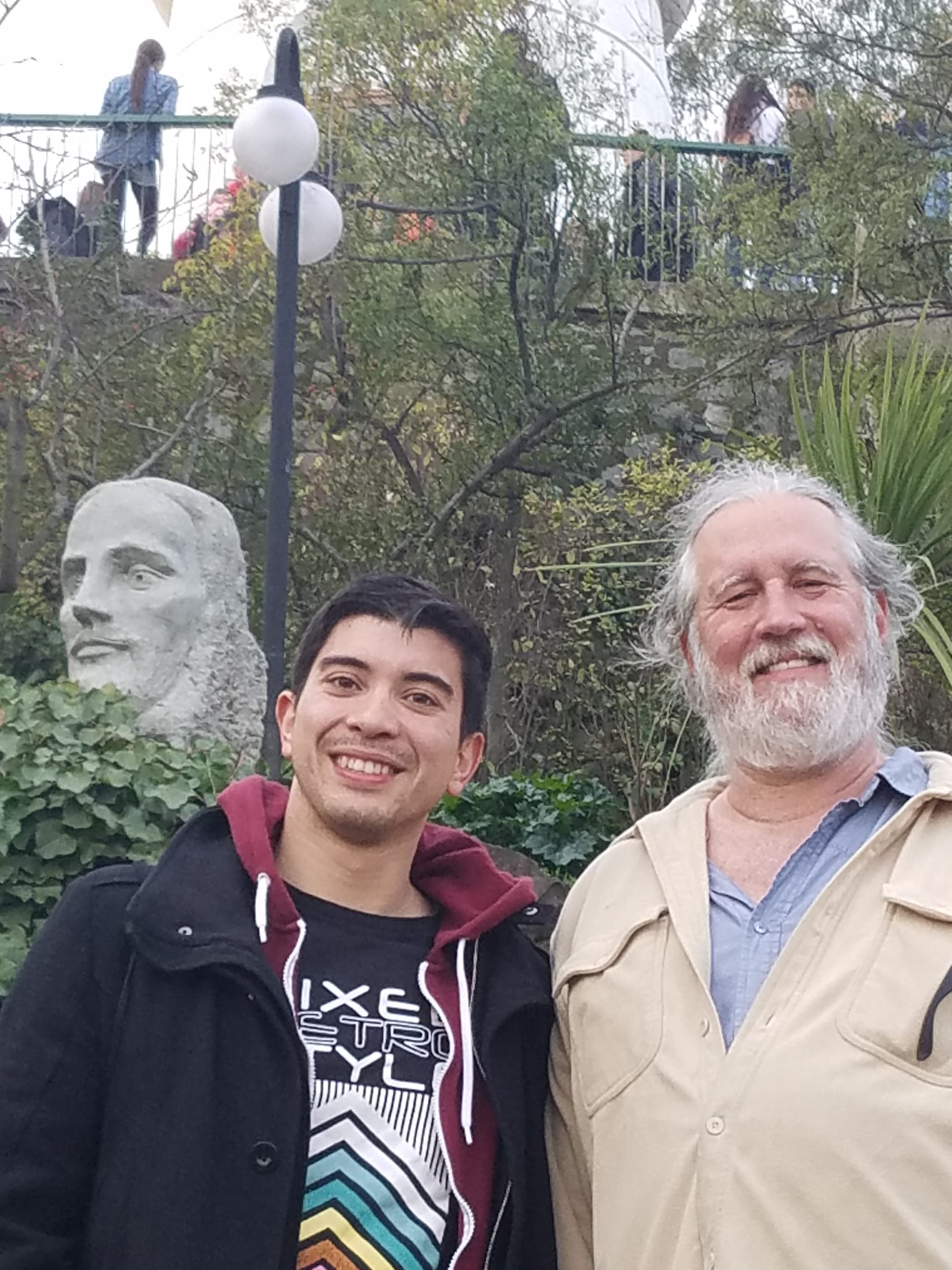 Tim and Carlos are photo bombed at Cerro San Cristobal!