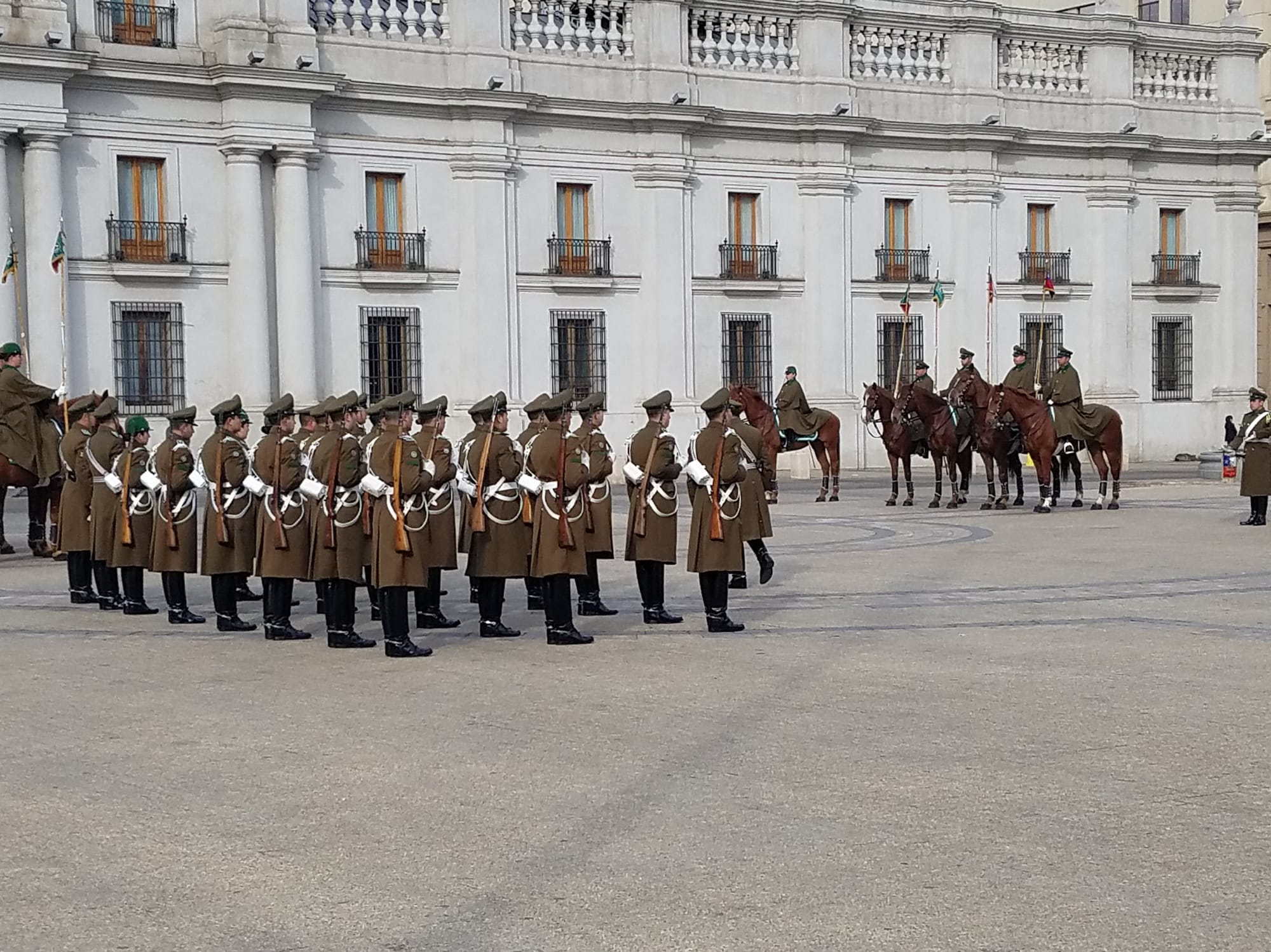 Changing of the Guard at La Moneda (Presidential Palace)